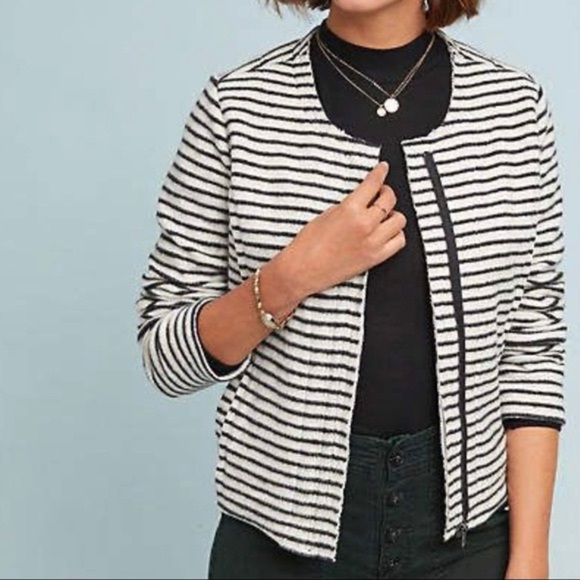 Anthropologie Dolan Left Coast striped moto sweater jacket Size Medium EUC - Picture 1 of 7